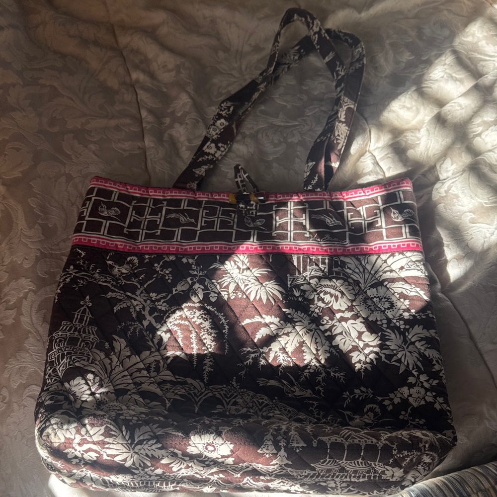 Vera Bradley Brown and Pink Floral Tote